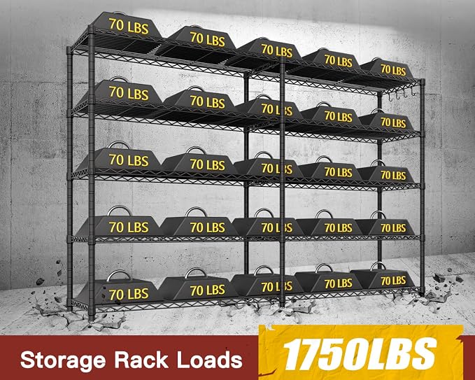 PrimeZone 5 Tier 72" W x 16''D x 76''H Metal Storage Wire Shelves - Image 4
