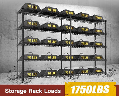 PrimeZone 5 Tier 72" W x 16''D x 76''H Metal Storage Wire Shelves - Image 4