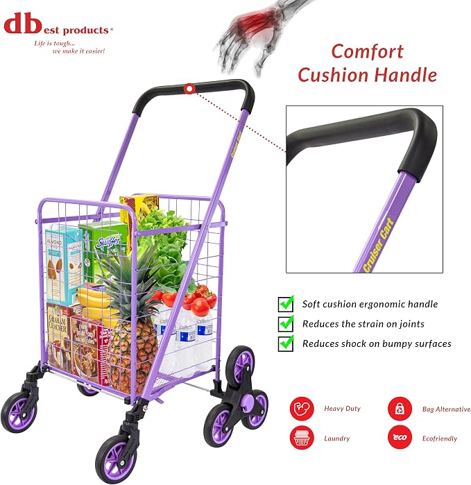 dbest Products Stair Climber Cruiser Cart Shopping Grocery Rolling Folding - Image 2