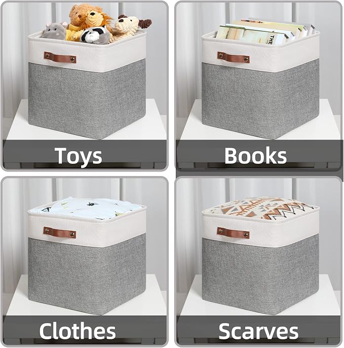 HNZIGE Foldable Storage Cubes Baskets Set Fabric Bins - Image 6