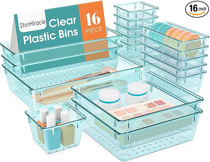 16 PCS Drawer Organizer Set, 5 Varied Size Bathroom and kitchen Drawer cabinet by StorMiracle