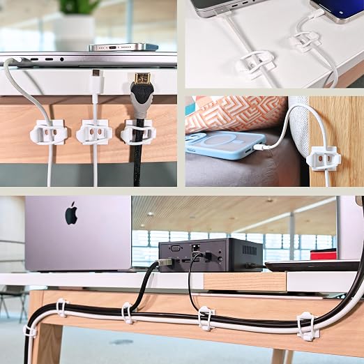 10-Pack Adjustable Elastic Adhesive Cable Clips, Wire Management Holder - Image 3