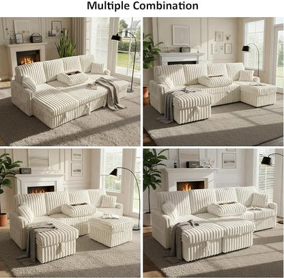 KCGKCG 104" U Shaped Sleeper Sofa Bed, Sectional Couches - Image 7