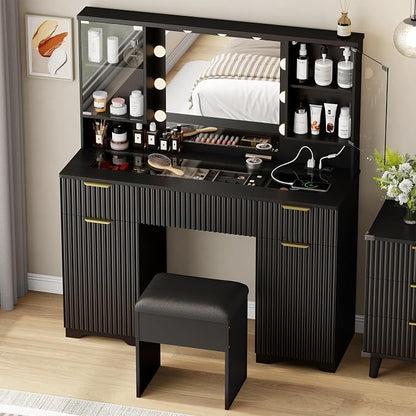 ONME 47.2" Fluted Makeup Vanity Desk by ONME