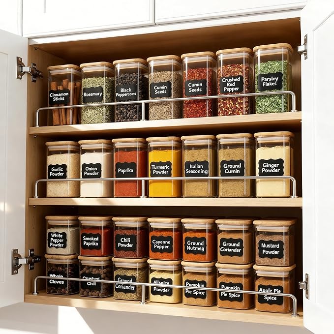 TBWIND 20 Pack 8 oz Square Glass Spice Jars - Image 2