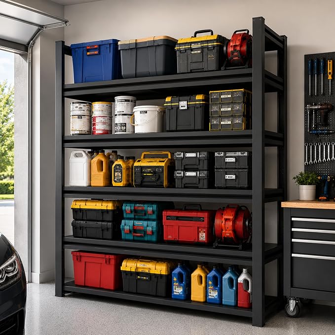 SAWJEC 72" H Garage Shelving Unit, 5-Tier Heavy Duty Garage Shelving, Solid by SAWJEC