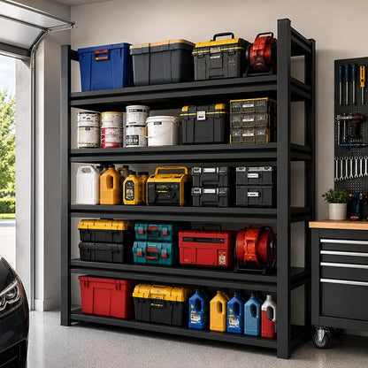 SAWJEC 72" H Garage Shelving Unit, 5-Tier Heavy Duty Garage Shelving, Solid by SAWJEC