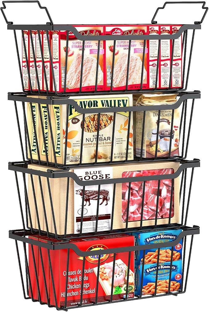 SUNALLY Freezer Organizer Bins, 4 Pack Stackable Chest Freezer Organizer by SUNALLY