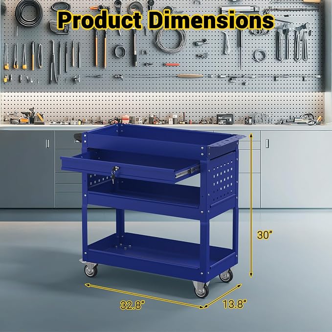 3 Tier Rolling Tool Cart on Wheels, 550 LBS Tool Cart - Image 5