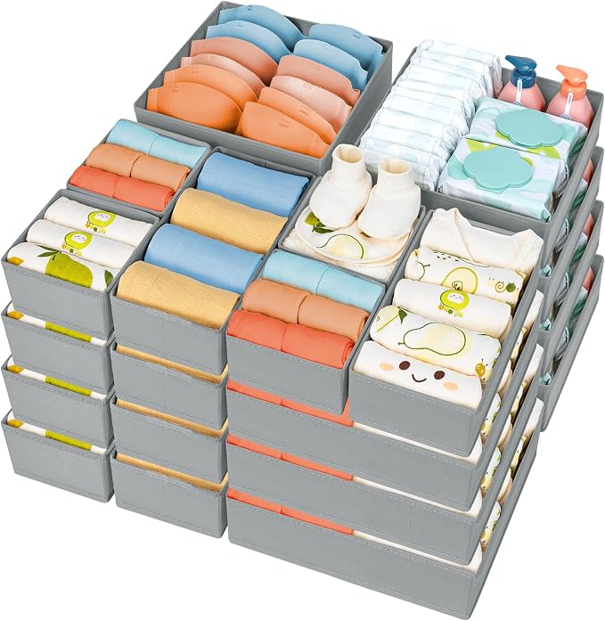 DIMJ Drawer Organizer Clothes, 24 Pack Dresser Organizer, Foldable Closet by DiMJ