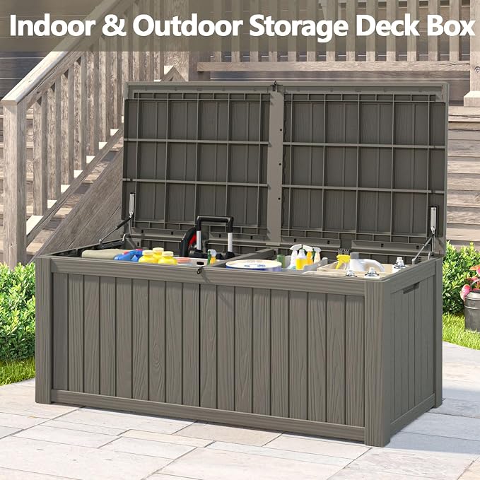 Outdoor Storage Box, 180 Gallon Deck Box, Waterproof and UV Resistant Large - Image 7