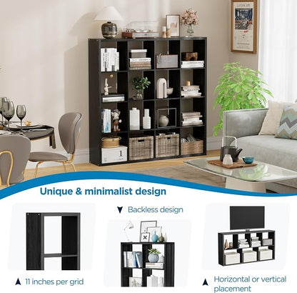 16-Cube Storage Organizer Bookcase, Thick Frame Wood Grain Storage Shelf - Image 6