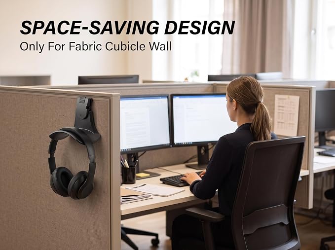 Fabric Wall Headphone Stand for Office, Cubicle Headphone Holder for Work Decor - Image 4