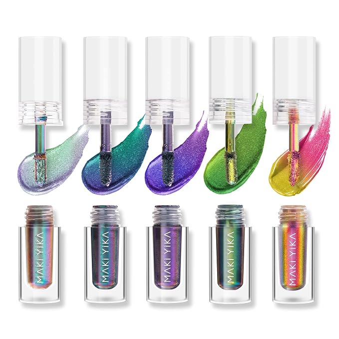 MAKI YIKA 5Pc Glitter Eyeshadow Liquid Multichrome Eyeshadows Long Lasting by MakiYikaBeauty