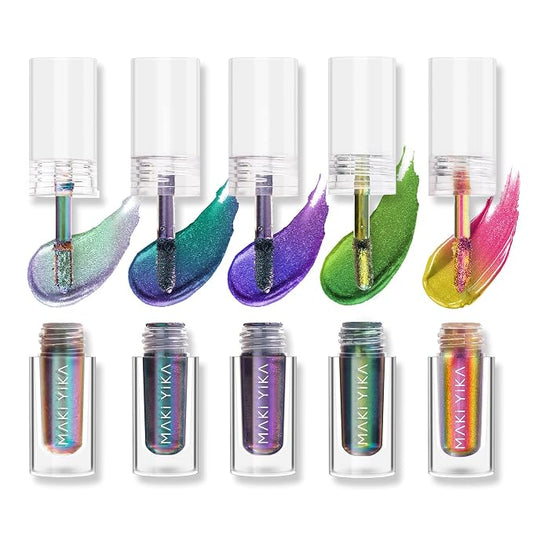 MAKI YIKA 5Pc Glitter Eyeshadow Liquid Multichrome Eyeshadows Long Lasting by MakiYikaBeauty