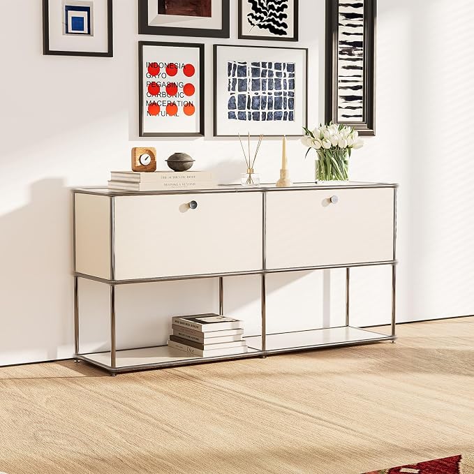 Modern Storage Cabinet White F Versatile Free-Standing Organizer - Image 2