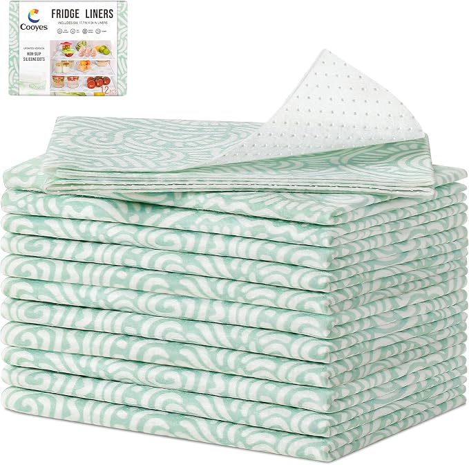Cooyes 12 Pack Fridge Bin Liners, 12“ × 24” Refrigerator Mats by Cooyes