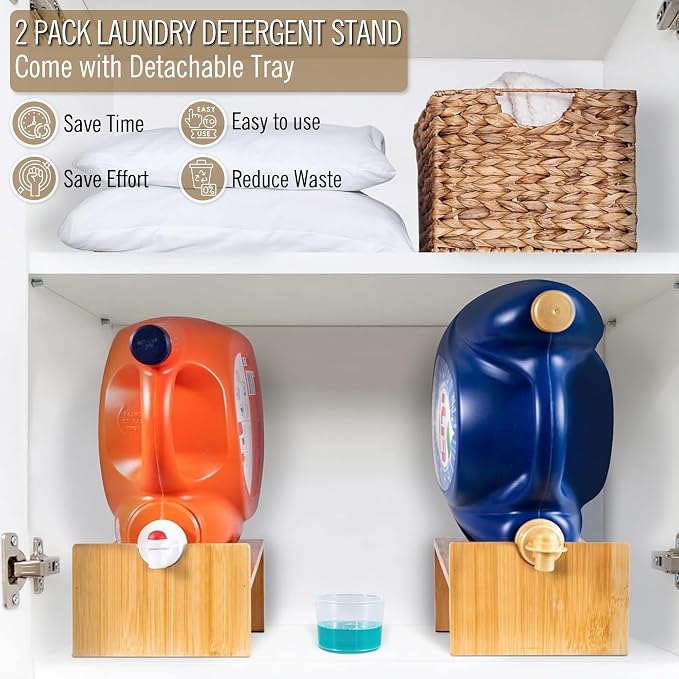 MyLifeUNIT Laundry Detergent Dispenser, 2 Pack Wooden Laundry Detergent Holder - Image 7