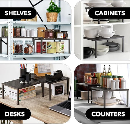 Simple Houseware Cabinet Counter Shelf Organizer w/Steel Surface, Bronze | - Image 7