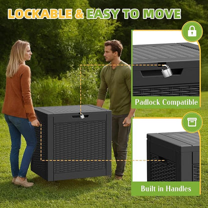 30 Gallon Waterproof Resin Deck Box, UV Resistant Outdoor Storage - Image 4