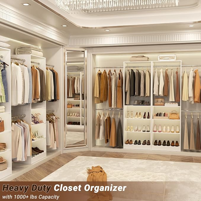 Homieasy Closet System, 4.5-11.5 Ft Expandable Closet Organizer, Walk-in Wood - Image 5