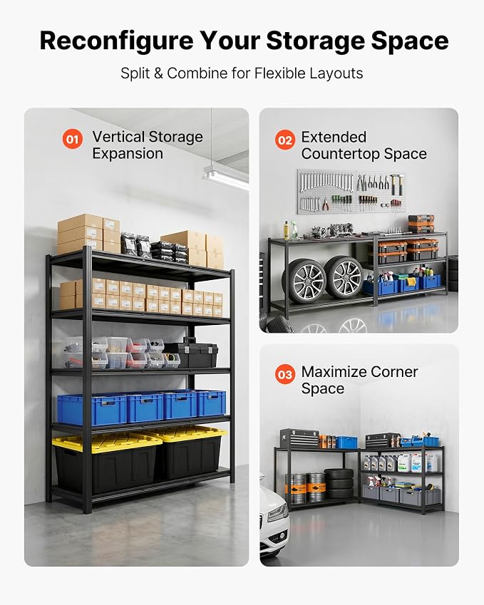 VEVOR Garage Shelving, 5-Tier Adjustable Storage Shelves, 3000 lbs Heavy Duty - Image 5