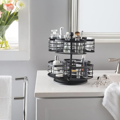 Bath Bliss 2 Tier Carousel Vanity Storage Organizer, Under Cabinet, Dresser Top - Image 3