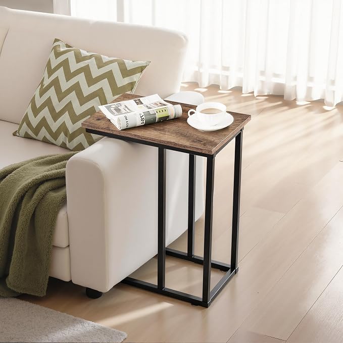 VECELO C Shaped End Side Table for Sofa Couch and Bed Snack TV Tray for Living - Image 7