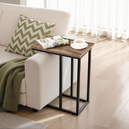 VECELO C Shaped End Side Table for Sofa Couch and Bed Snack TV Tray for Living - Image 7