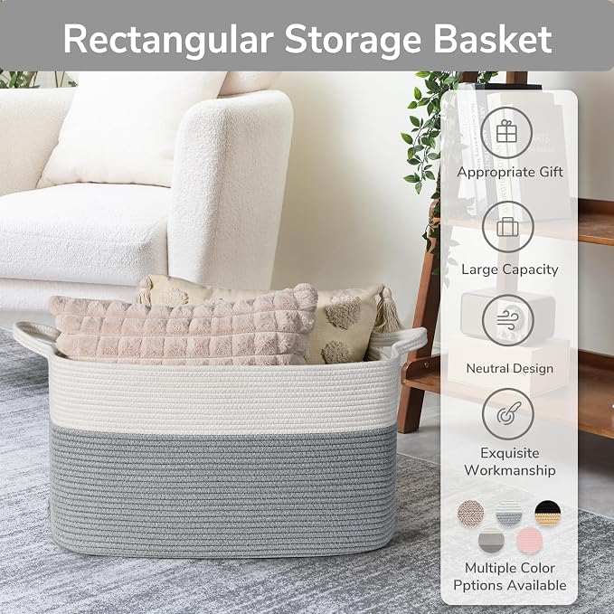 Goodpick Large Toy Storage Basket, Woven Storage Basket - Image 7
