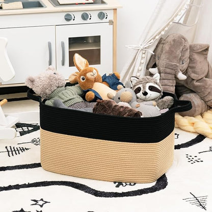 Goodpick Large Woven Storage Basket, 21.6" x 14.9" x 11.8" Rectangle Cotton - Image 4