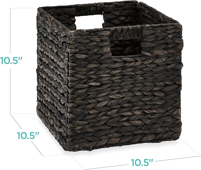 Best Choice Products 10.5x10.5in Pack of 5 Cube Storage Baskets, Water Hyacinth - Image 2