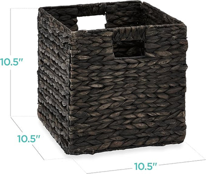 Best Choice Products 10.5x10.5in Pack of 5 Cube Storage Baskets, Water Hyacinth - Image 2
