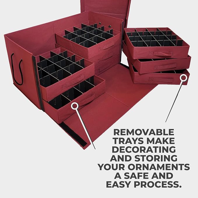 Christmas Ornament Storage Box, Adjustable Acid-Free Dividers | Holds 128 – 3 - Image 3