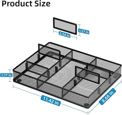 Marbrasse Desk Drawer Organizer, Metal Mesh Drawer Organizer Tray - Image 2