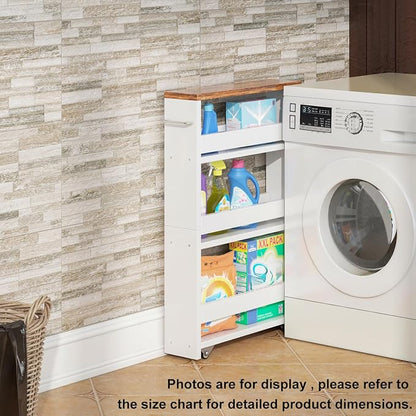 TEAMIX 4 Tier White Slim Storage Cart - Image 7
