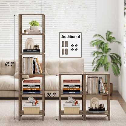 TUTOTAK Bookshelf, 6-Tier Tall Narrow Book Shelf - Image 3