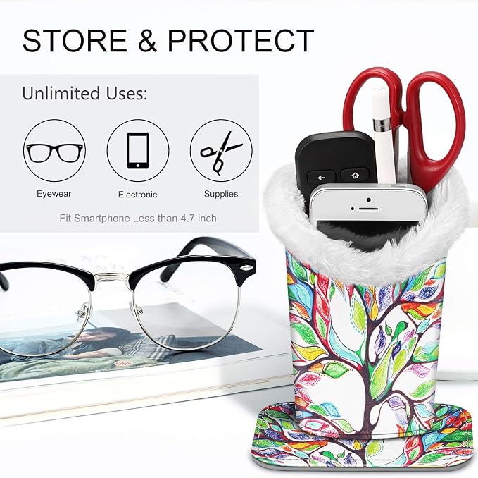 Fintie Plush Lined Eyeglasses Holder, Glasses Stand Case, Anti-scratch Glasses - Image 5