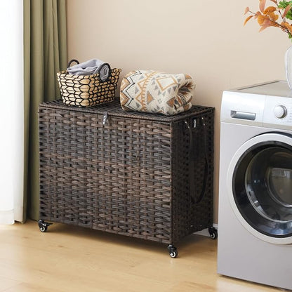 Laundry Hamper with Wheels, 52.8 Gallon Rolling Laundry Basket with Lid - Image 2