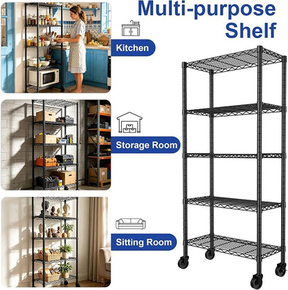 REGILLER 5-Wire Shelving Metal Storage Rack Adjustable Shelves, Standing - Image 6