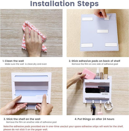 Bedside Shelf Accessories Organizer, Wall Mount Self Stick On, Cute Room Decor - Image 4
