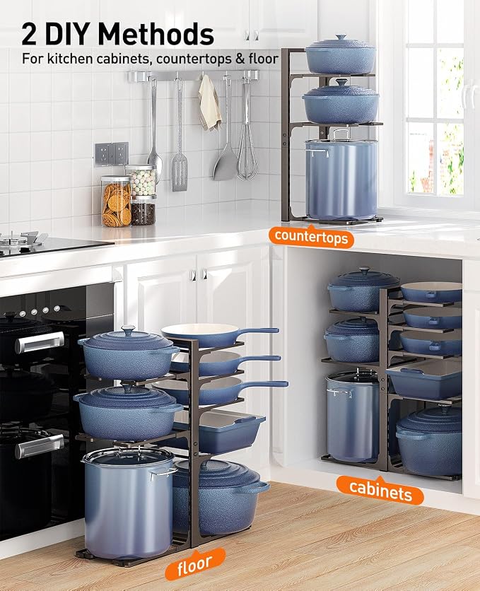 ORDORA Pots and Pans Organizer under Cabinet, 20.8" Height Heavy Duty 120LBS - Image 5