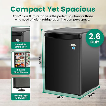 roomwell E-Star 2.6 Cu Ft Mini Fridge without Freezer - Image 2