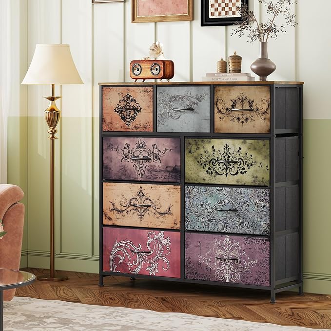 WLIVE 9 Drawer Dresser, Fabric Storage Tower - Image 8