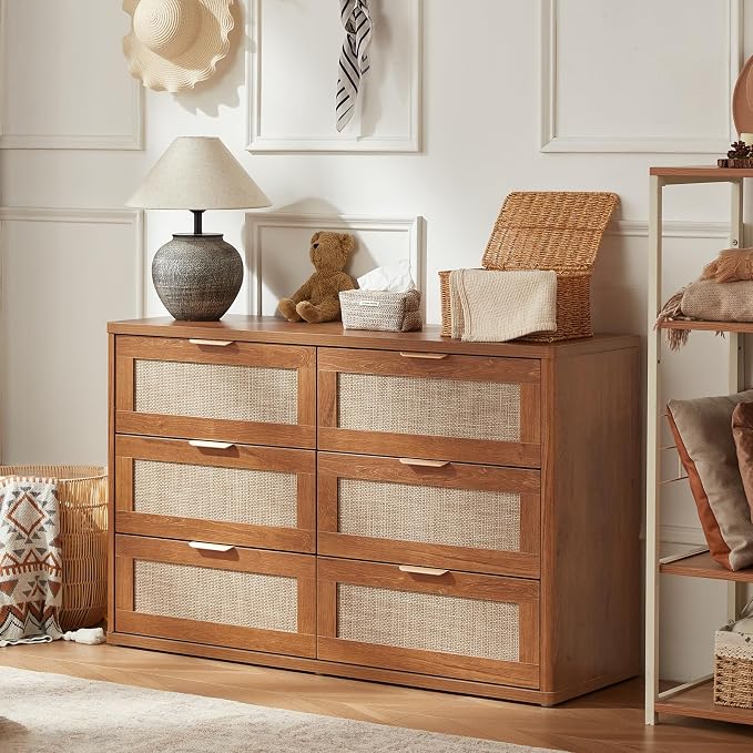 LEYAOYAO Rattan 6 Drawer Dresser - Image 4