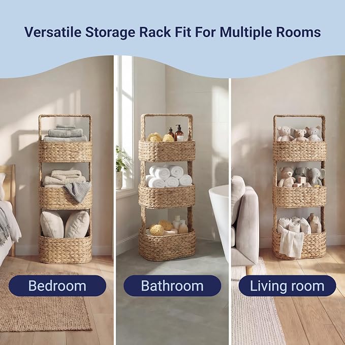 happimess Riverbend 3-Tier Water Hyacinth Storage Tower 35.5", Natural | - Image 5