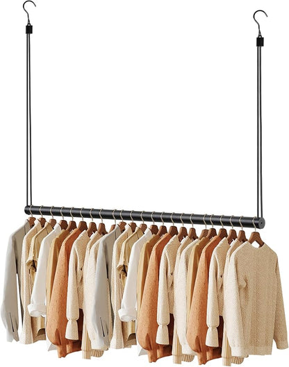 BaiNong Adjustable Closet Hanging Rod 44" Black Closet Rod Extender | Heavy by BaiNong