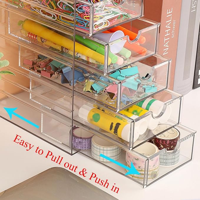 Hipiwe Plastic Drawer Organizer Clear Desktop Drawers Box - Image 4