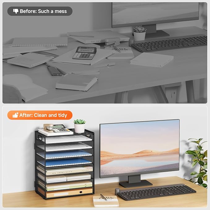SUBEKYU 9 Tier Paper Organizer for Desk - Image 7