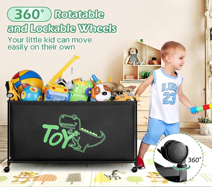 MISSLO Large Toy Box with Wheels Big Toy Chest - Image 2